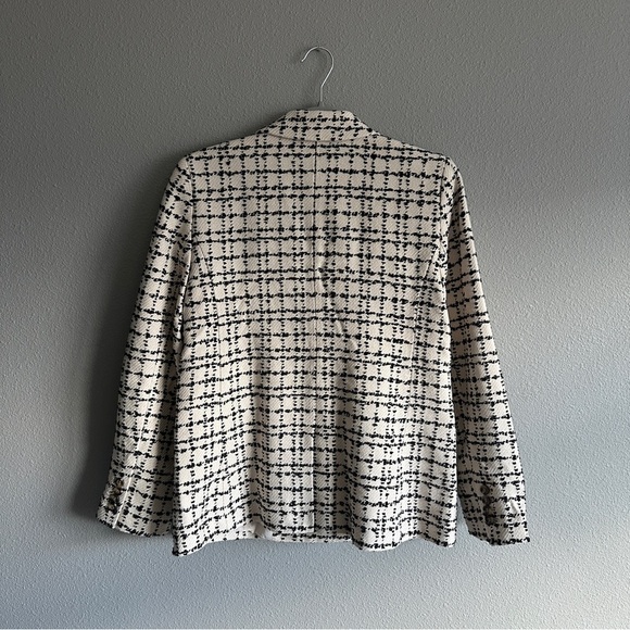 NWT Ann Taylor Black and White Double Breasted Tweed Blazer Jacket 8 - Picture 7 of 12